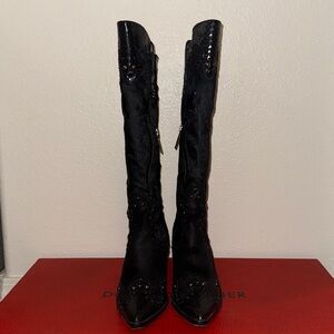 Donald J. Pliner Black Textured Heeled Boots